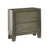 2 Drawer Wooden Nightstand with Metal Handles and Chamfered Legs, Gray