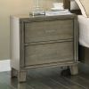 2 Drawer Wooden Nightstand with Metal Handles and Chamfered Legs, Gray