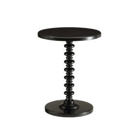 Astonishing Side Table With Round Top, Black (Material: Solid Wood, Color: Black)