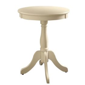 Astonishing Side Table With Round Top, White (Material: MDF Solid Wood Leg, Color: White)