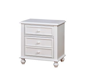 Wooden Night stand With 2 Drawers, White (Material: Wood, Color: White)