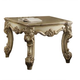 Wooden End Table in Gold Patina (Material: Wood, Color: Gold)