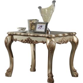 Wooden End Table in Gold Patina (Material: Solid Wood, Color: Gold, Silver)