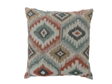 Contemporary Style Diamond Patterned Set of 2 Throw Pillows, Multicolor (Material: Polyester, Color: Multicolor)