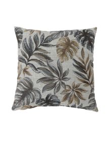 Contemporary Style Leaf Designed Set of 2 Throw Pillows, Gray (Material: Polyester, Color: Gray)