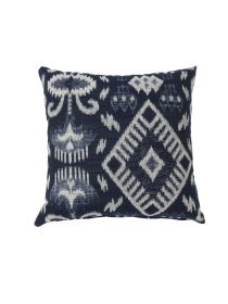 Contemporary Style Set of 2 Throw Pillows, Navy Blue (Material: Polyester, Color: Navy Blue and White)