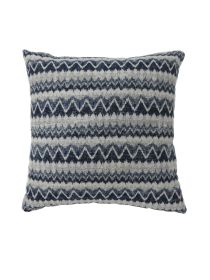 Contemporary Style Horizontally Zigzag Designed Set of 2 Throw Pillows, Navy Blue (Material: Polyester, Color: Navy Blue)