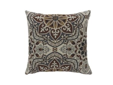 Contemporary Style Medallion Patterned Set of 2 Throw Pillow, Multicolor (Material: Polyester, Color: Multicolor)