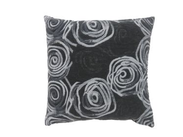 Contemporary Style Irregular Swirly Lines Set of 2 Throw Pillows, Black (Material: Polyester, Color: Black)