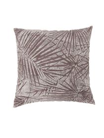 Contemporary Style Palm Leaves Designed Set of 2 Throw Pillows, Brown (Material: Polyester, Color: Brown)