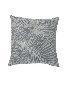 Contemporary Style Palm Leaves Designed Set of 2 Throw Pillows, Gray (Material: Polyester, Color: Gray)