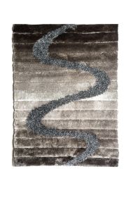 Contemporary Style Polyester Area Rug With cotton Backing, Gray (Material: Cotton & Polyester, Color: Gray)