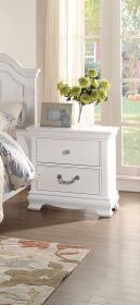 Wooden Night stand With 2 Drawers, White (Material: Wood And Metal, Color: White)