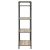 Three Tier Metal Bookshelf With Wooden Shelves, Oak Brown & Gray