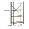 Three Tier Metal Bookshelf With Wooden Shelves, Oak Brown & Gray