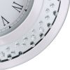 Wood & Mirror Round Analog Wall Clock, White