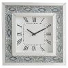 Wood & Mirror Square Analog Wall Clock, White