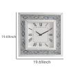 Wood & Mirror Square Analog Wall Clock, White