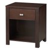 Wooden Nightstand with One Drawer and One Shelf, Brown