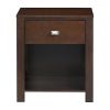 Wooden Nightstand with One Drawer and One Shelf, Brown