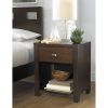 Wooden Nightstand with One Drawer and One Shelf, Brown