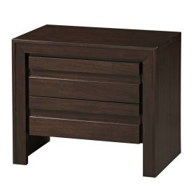 Wooden Nightstand with Two Drawers, Brown (Material: Wood, Color: Brown)