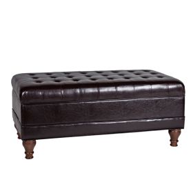 Leatherette Upholstered Wooden Bench with Button Tufted Lift Top Storage, Brown (Material: Wood Plywood and Faux Leather, Color: Brown)