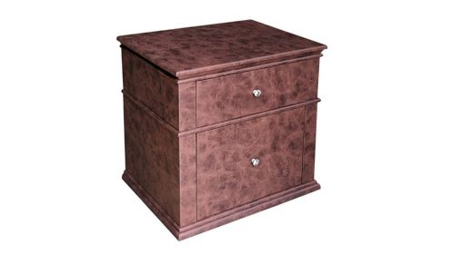 Leather Upholstered Wooden Nightstand with Two Drawers, Brown (Material: Wood and Leather, Color: Brown)