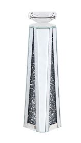 Wood and Glass Candle Holder with Faux Crystal Inserts, Clear, Set of Two, Large (Material: Mirror, Glass, Faux Crystals and Composite Wood, Color: Clear)