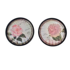 Plate Design Round Wall Decor with Floral and Scripted Pattern, Multicolor (Material: Metal, Color: Multicolor)