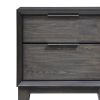 2 Drawer Wooden Nightstand with Metal Handles and Chamfered Legs, Gray