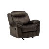 Fabric Upholstered Metal Reclining Club Chair with Center Console, Gray