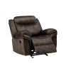 Fabric Upholstered Metal Reclining Club Chair with Center Console, Gray