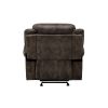 Fabric Upholstered Metal Reclining Club Chair with Center Console, Gray