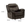 Fabric Upholstered Metal Reclining Club Chair with Center Console, Gray