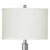 Metal Table Lamp with Tubular Support and Push Through Switch, Silver