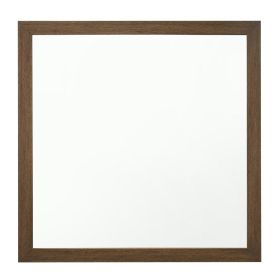 Transitional Style Wooden Frame Mirror with Grain Details, Brown (Material: Solid Wood and Veneer, Color: Brown)