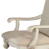 Rustic Wooden Arm Chair with Intricate Carvings, Set of 2, Antique White