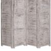 Wooden 4 Panel Screen with Textured Panels and Scrolled Details, White