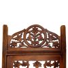 Handcrafted Wooden 4 Panel Room Divider Screen Featuring Lotus Pattern Reversible