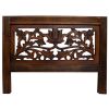 Handcrafted Wooden 4 Panel Room Divider Screen Featuring Lotus Pattern Reversible